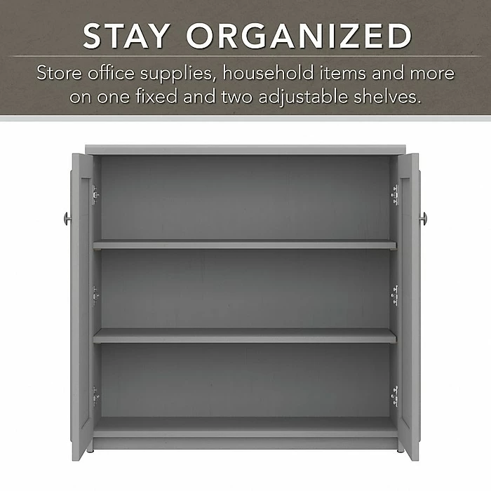 Bush Furniture Fairview 60" L-Shaped Desk With Hutch, Bookcase, Storage, File Cabinets, Cape Cod Gray (FV014CG) - Image 6