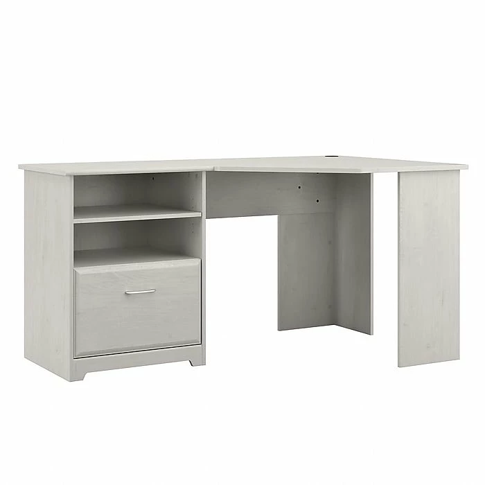 Bush Furniture Cabot 60" Corner Desk, Linen White Oak (WC31115-03K)