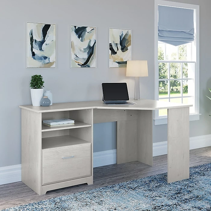 Bush Furniture Cabot 60" Corner Desk, Linen White Oak (WC31115-03K) - Image 2