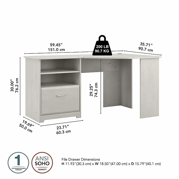 Bush Furniture Cabot 60" Corner Desk, Linen White Oak (WC31115-03K) - Image 5
