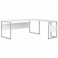 Bush Business Furniture Hybrid 72" L-Shaped Table Desk With Metal Legs, White (HYB026WH)