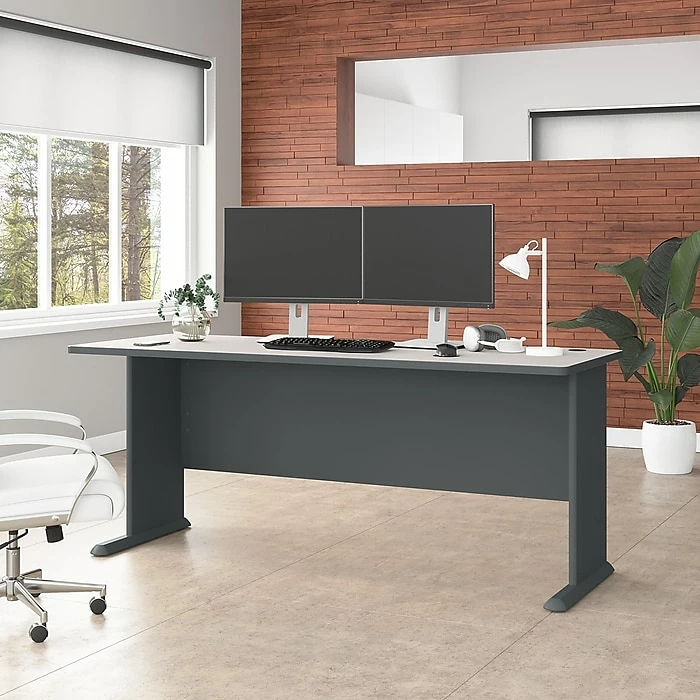 Bush Business Furniture Cubix 72W Desk, Slate/White Spectrum (WC84872) - Image 2