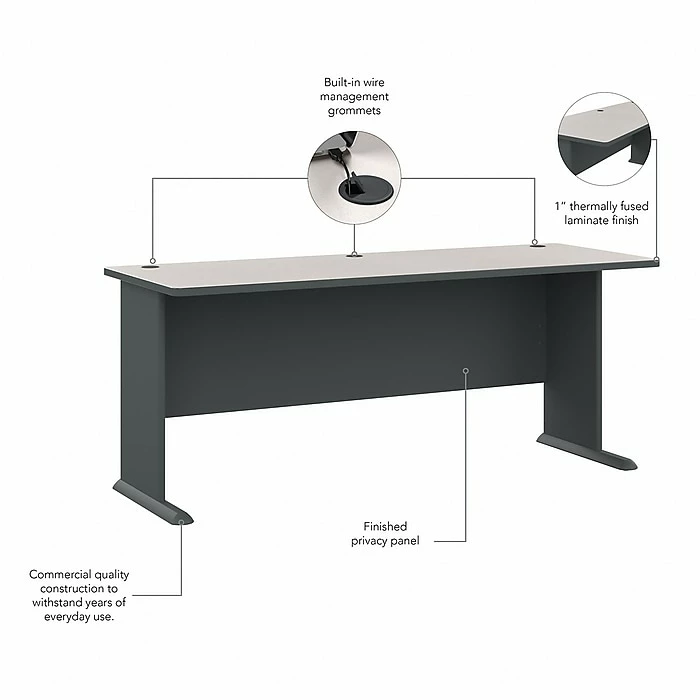 Bush Business Furniture Cubix 72W Desk, Slate/White Spectrum (WC84872) - Image 3