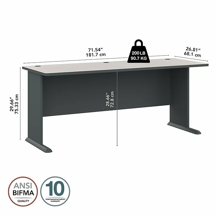 Bush Business Furniture Cubix 72W Desk, Slate/White Spectrum (WC84872) - Image 4