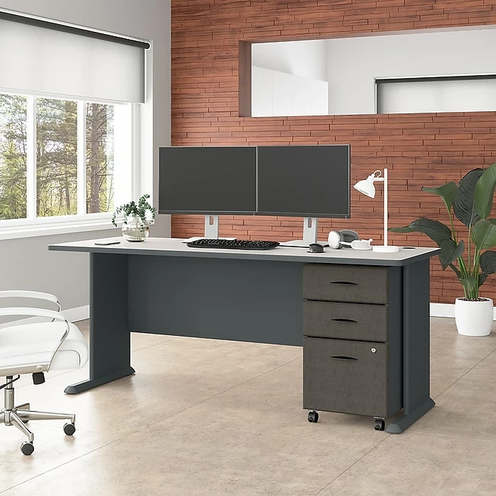 Bush Business Furniture Cubix 72W Desk, Slate/White Spectrum (WC84872) - Image 6