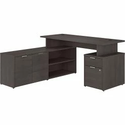Bush Business Furniture Jamestown 60" L-Shaped Desk Bundle, Storm Gray (JTN021SGSU)