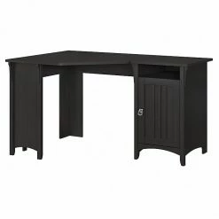 Bush Furniture Salinas 55" Corner Desk With Storage Cabinet, Vintage Black (SAD155VB-03)