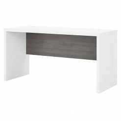 Office By Kathy Ireland® Echo 60"W Credenza Desk, Pure White/Modern Gray (KI60506-03)