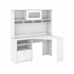 Bush Furniture Cabot 60" Corner Desk With Hutch, White (CAB008WHN)