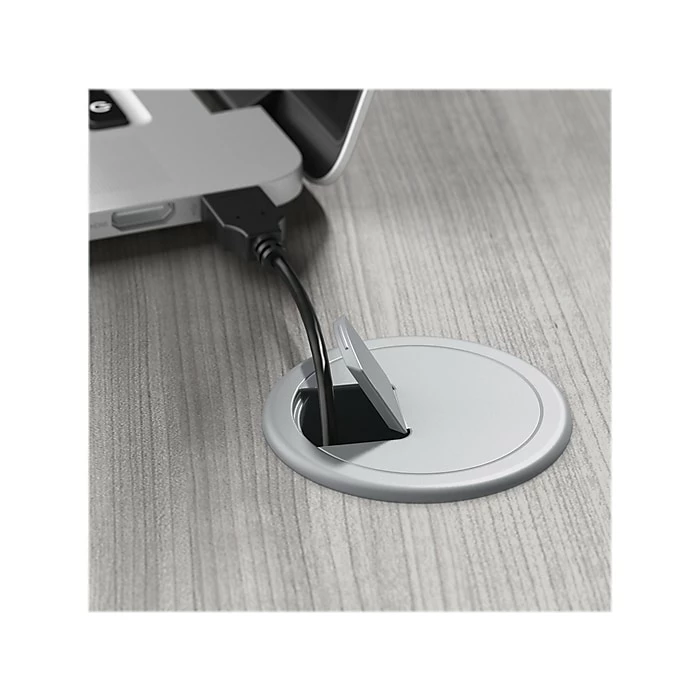 Bush Business Furniture Hybrid 60" L-Shaped Table Desk With Mobile File Cabinet, Platinum Gray (HYB029PGSU) - Image 6