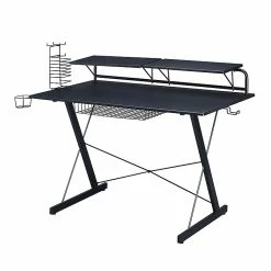 Techni Sport Carbon Computer Gaming Desk With Shelving, Black (RTA-TS200-BK)