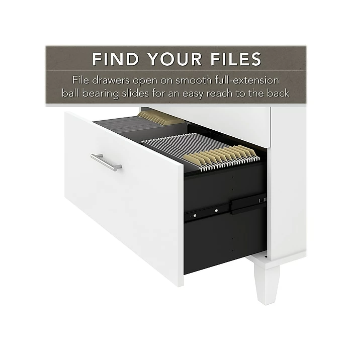 Bush Furniture Somerset 72"W L-Shaped Desk With Hutch And Lateral File Cabinet, White (SET009WH) - Image 6