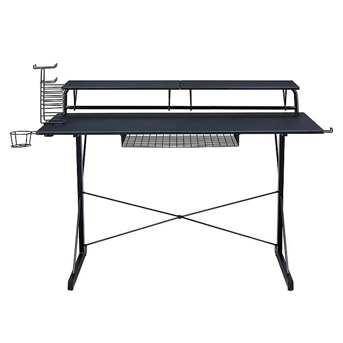 Techni Sport Carbon Computer Gaming Desk With Shelving, Black (RTA-TS200-BK) - Image 2