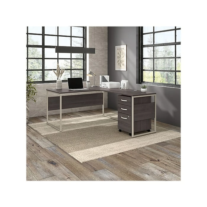 Bush Business Furniture Hybrid 60" W Computer Table Desk With Metal Legs, Storm Gray (HYD360SG) - Image 8