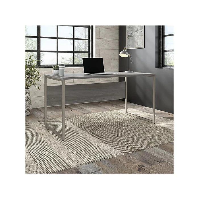 Bush Business Furniture Hybrid 60" W Computer Table Desk With Metal Legs, Platinum Gray (HYD360PG) - Image 2