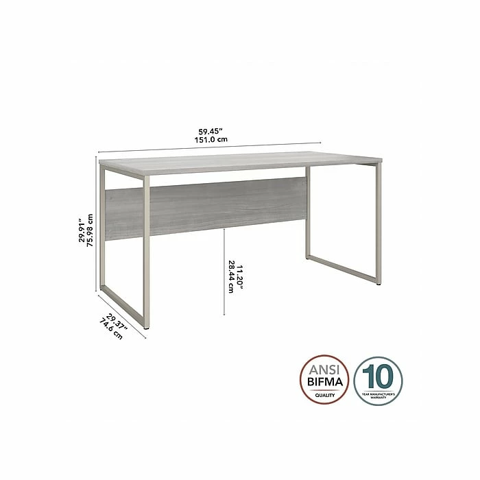 Bush Business Furniture Hybrid 60" W Computer Table Desk With Metal Legs, Platinum Gray (HYD360PG) - Image 4