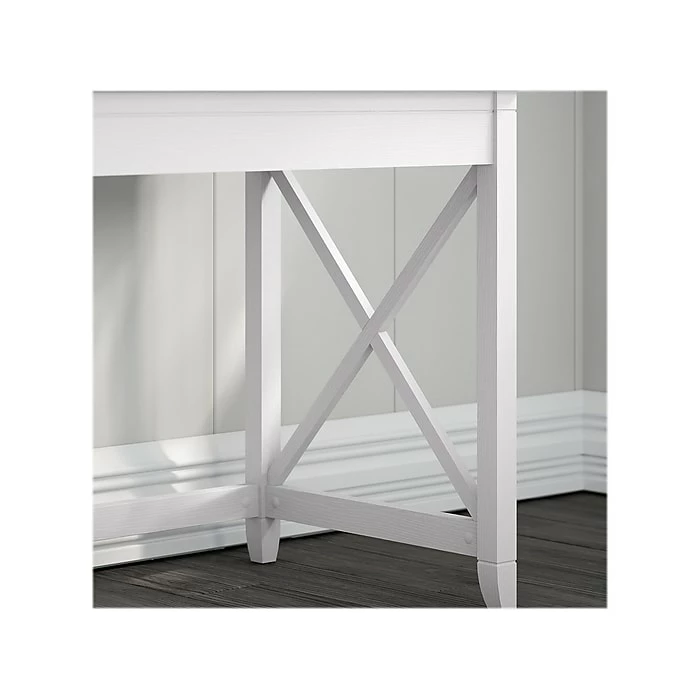 Bush Furniture Key West 60" L-Shaped Desk With Lateral File Cabinet, Pure White Oak (KWS014WT) - Image 3