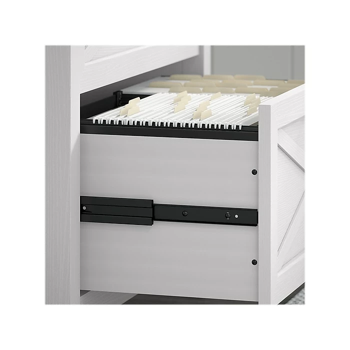 Bush Furniture Key West 60" L-Shaped Desk With Lateral File Cabinet, Pure White Oak (KWS014WT) - Image 4