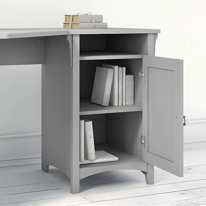 Bush Furniture Salinas 55"W Corner Desk With Lateral File Cabinet And 5-Shelf Bookcase, Cape Cod Gray (SAL013CG) - Image 6