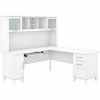 Bush Furniture Somerset 72"W L-Shaped Desk With Hutch, White (SET001WH)