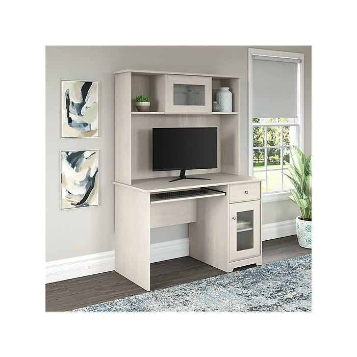 Bush Furniture Cabot 48" Computer Desk With Hutch, Linen White Oak (WC31148T) - Image 2