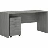 Office By Kathy Ireland® Echo 60"W Credenza Desk With Mobile File Cabinet, Modern Gray (ECH003MG)