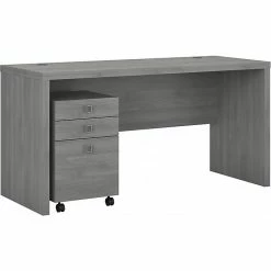 Office By Kathy Ireland® Echo 60"W Credenza Desk With Mobile File Cabinet, Modern Gray (ECH003MG)
