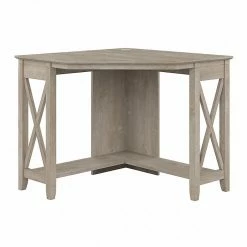 Bush Furniture Key West 34" Small Corner Desk, Washed Gray (KWD134WG-03)