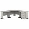 Bush Business Furniture Studio A 83"W Corner Computer Desk With 3-Drawer Mobile File Cabinet, Platinum Gray (STA003PGSU)