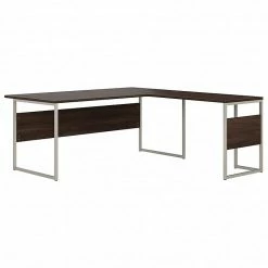 Bush Business Furniture Hybrid 72" L-Shaped Table Desk With Metal Legs, Black Walnut (HYB025BW)