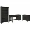 Bush Furniture Salinas 60"W Computer Desk With Bookcase And Lateral File Cabinet, Vintage Black (SAL076VB)