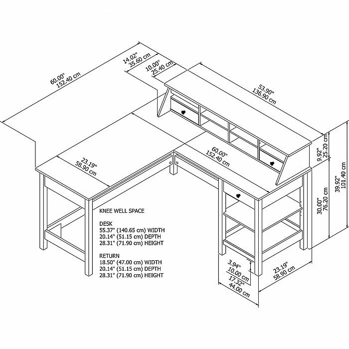 Bush Furniture Mayfield 60" L-Shaped Computer Desk With Desktop Organizer, Pure White/Shiplap Gray (MAY012GW2) - Image 3