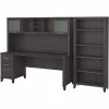 Bush Furniture Somerset 72" Computer Desk With Hutch And 5-Shelf Bookcase, Storm Gray (SET020SG)