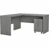Office By Kathy Ireland® Echo 60"W L-Shaped Desk With Mobile File Cabinet, Modern Gray (ECH008MG)
