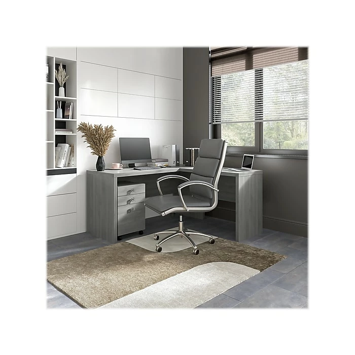 Office By Kathy Ireland® Echo 60"W L-Shaped Desk With Mobile File Cabinet, Modern Gray (ECH008MG) - Image 2