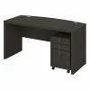 Office By Kathy Ireland® Echo 60"W Bow Front Desk With Mobile File Cabinet, Charcoal Maple (ECH001CM)