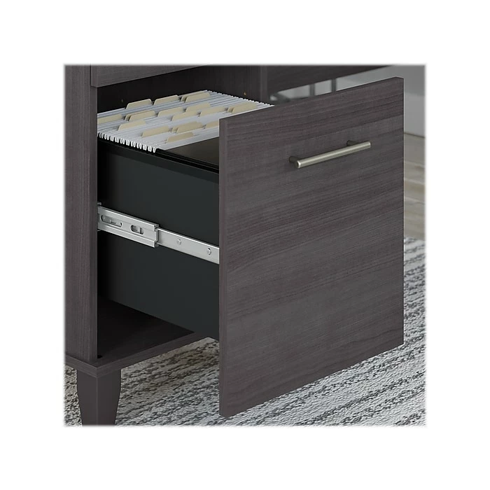 Bush Business Furniture Bush Furniture Somerset 60" L-Shaped Desk With Hutch And 5-Shelf Bookcase, Storm Gray (SET010SG) - Image 5