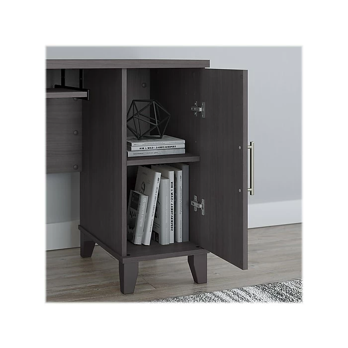 Bush Business Furniture Bush Furniture Somerset 60" L-Shaped Desk With Hutch And 5-Shelf Bookcase, Storm Gray (SET010SG) - Image 6