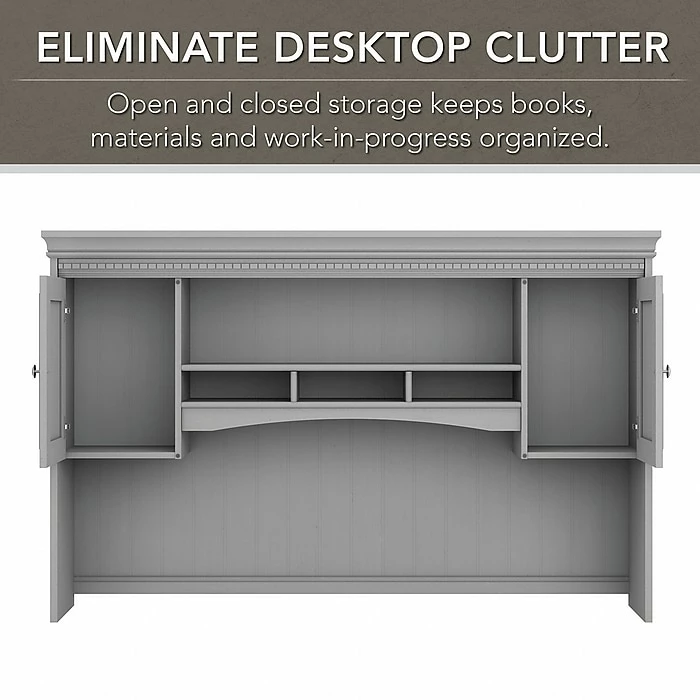 Bush Furniture Fairview 60" L-Shaped Desk With Hutch, Storage Cabinet, And File Drawer, Cape Cod Gray (FV010CG) - Image 4