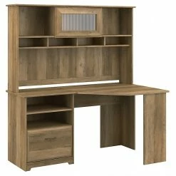 Bush Furniture Cabot 60" Corner Desk With Hutch, Reclaimed Pine (CAB008RCP)