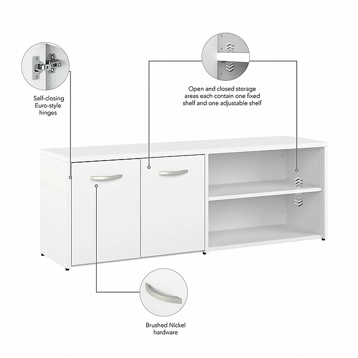 Bush Business Furniture Studio A 72"W Computer Desk With File Cabinet And Storage Cabinet, White (STA007WHSU) - Image 5