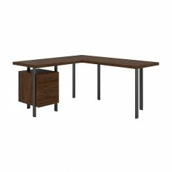 Bush Furniture Architect 60"W L-Shaped Desk With Drawers, Modern Walnut (ACD260MW-03K)