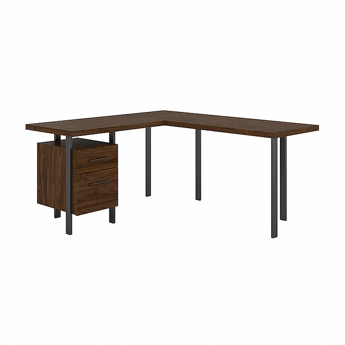 Bush Furniture Architect 60"W L-Shaped Desk With Drawers, Modern Walnut (ACD260MW-03K)