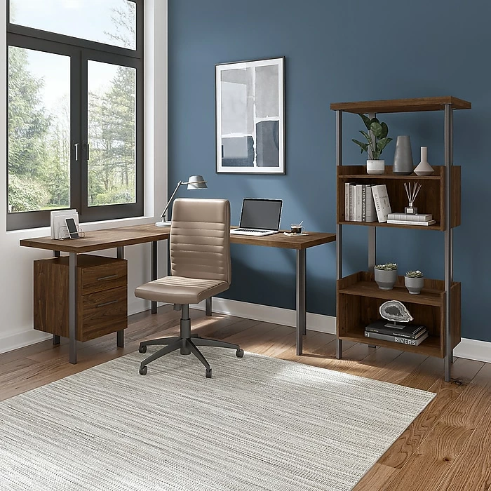 Bush Furniture Architect 60"W L-Shaped Desk With Drawers, Modern Walnut (ACD260MW-03K) - Image 9