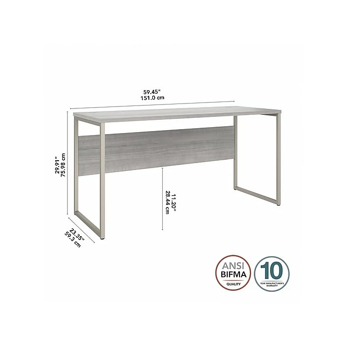 Bush Business Furniture Hybrid 60" W Computer Table Desk With Metal Legs, Platinum Gray (HYD260PG) - Image 4