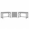 Bush Furniture Key West 48" 2-Person Writing Desk Set With Lateral File Cabinet, Cape Cod Gray (KWS047CG)