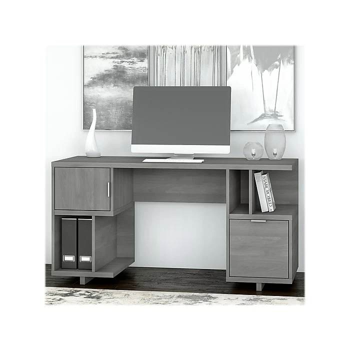 Kathy Ireland® Home By Bush Furniture Madison Avenue 60" Computer Desk With Drawer, Modern Gray (MDD260MG-03) - Image 2
