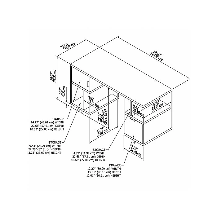 Kathy Ireland® Home By Bush Furniture Madison Avenue 60" Computer Desk With Drawer, Modern Gray (MDD260MG-03) - Image 5