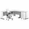 Bush Business Furniture Studio A 83" Large Corner Gaming Desk With Chair And Drawers, White (STA011WHSU)