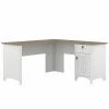 Bush Furniture Salinas 60" L-Shaped Desk, Shiplap Gray/Pure White (SAD160G2W-03)